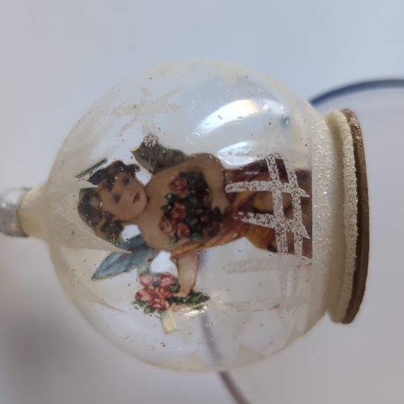Vtg West German Christmas Tree Ornament Diorama Paper Angel Inside - Picture 1 of 4